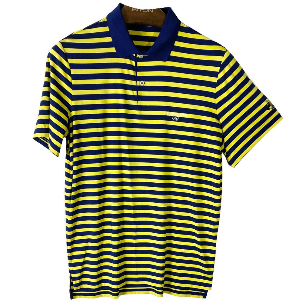 NWOT RLX RALPH LAUREN Polo Shirt M Navy Yellow Golf Wichita State Deep Stretchy